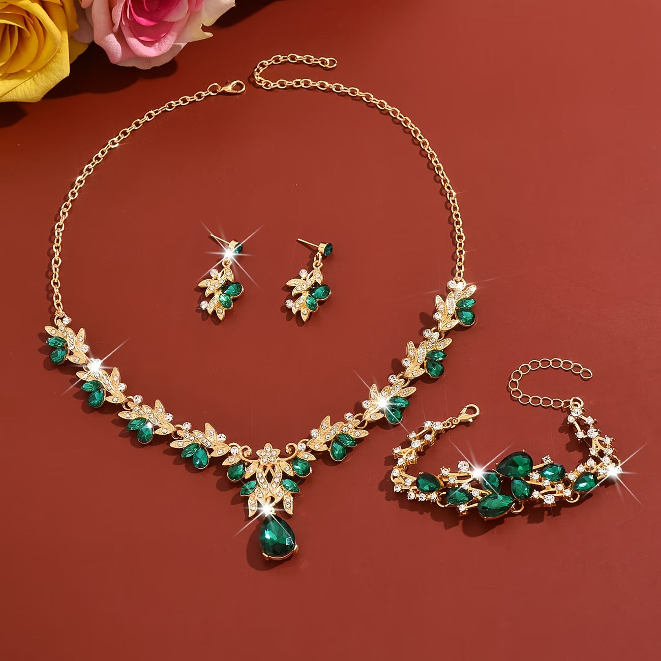 Emerald Elegance Jewelry Set – 3-Piece Statement Collection