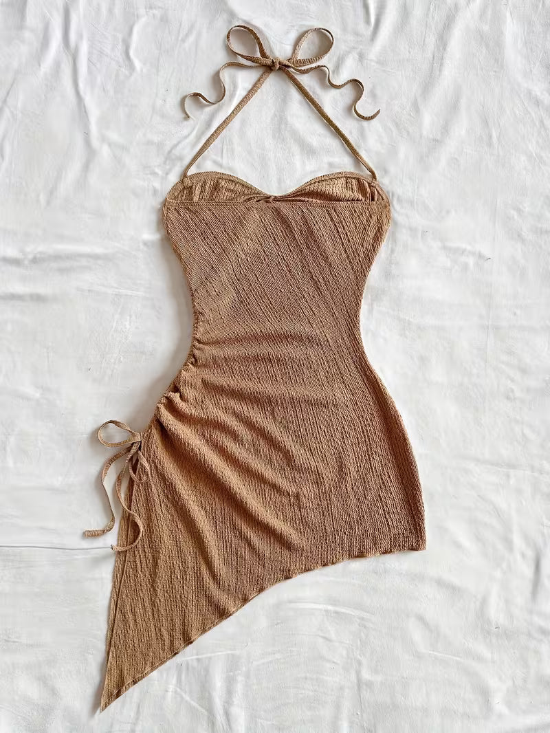 Luna Asymmetric Hem Textured Dress