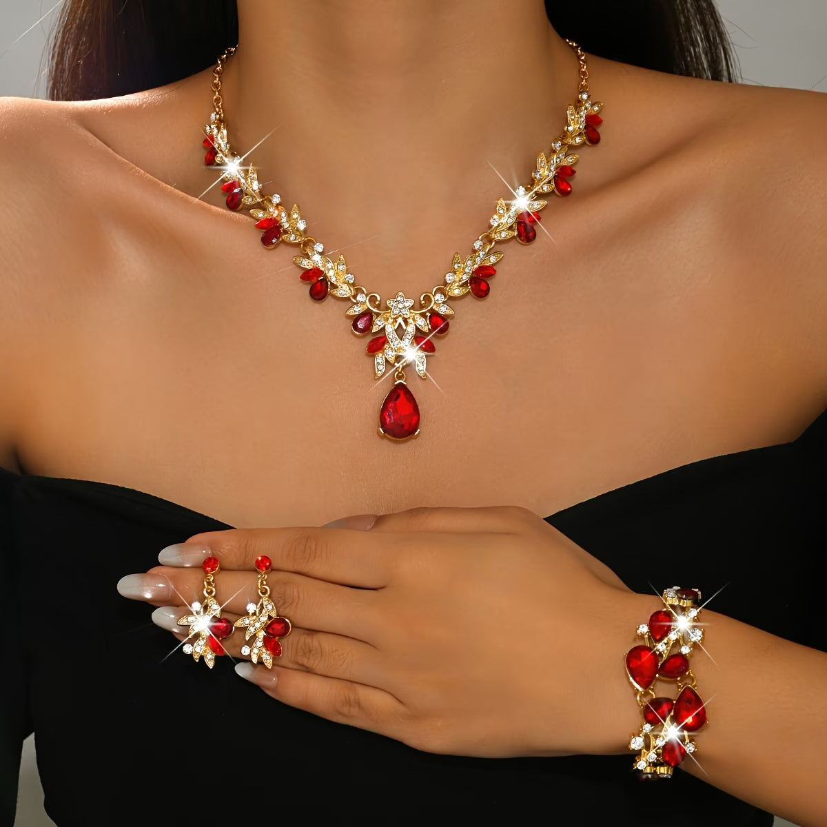 Emerald Elegance Jewelry Set – 3-Piece Statement Collection