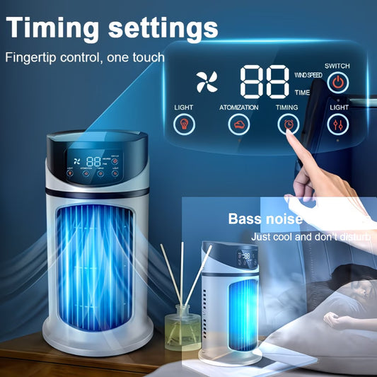 Mini Portable Air Cooler 6 Speeds · USB Humidifier · Ultra-Quiet 25 dB · 6H Timer · Instant Cooling for Home/Office